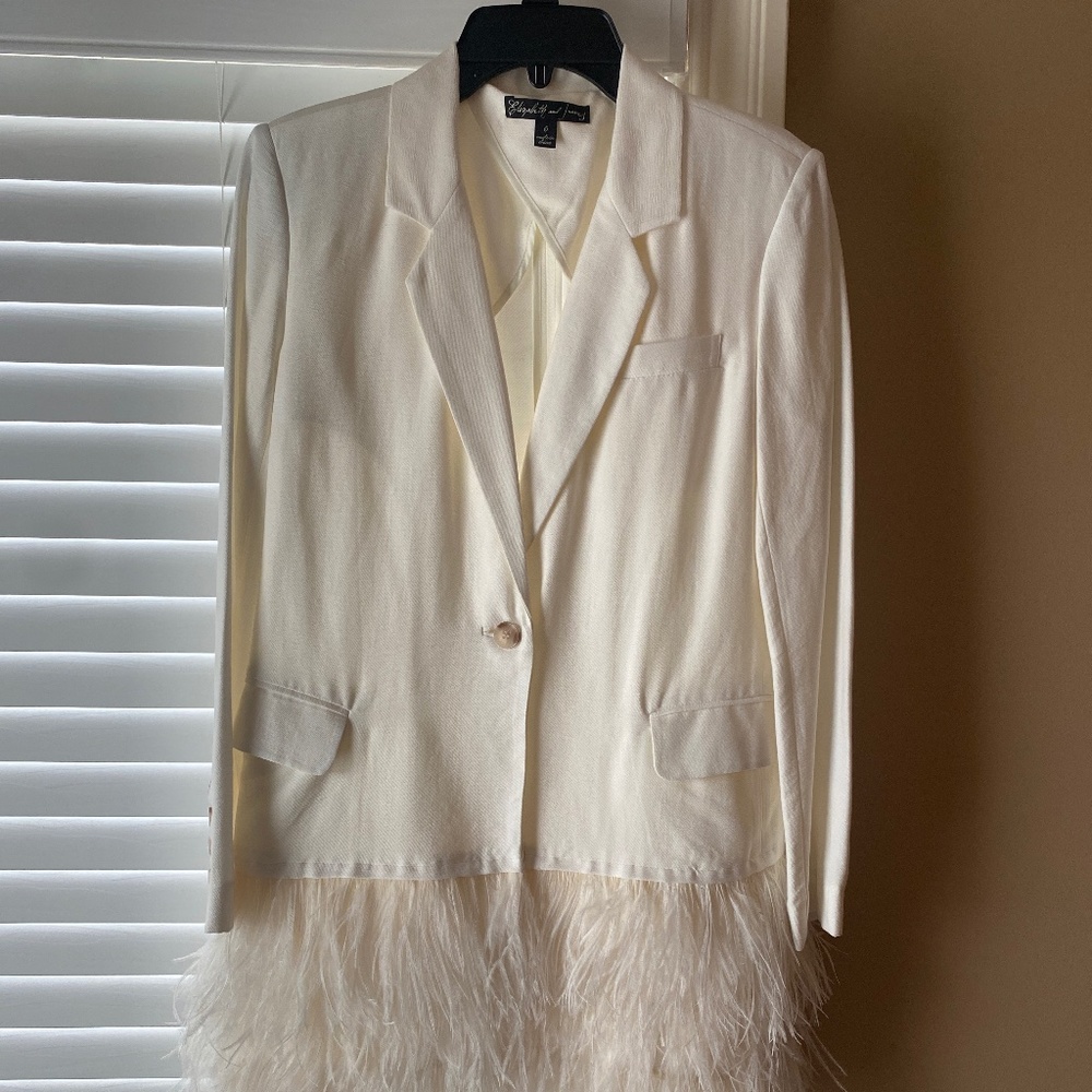 Elizabeth and James White Jacket w/ feathers
